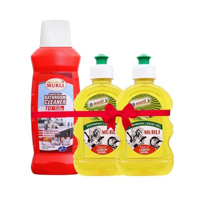 Dishwash Liquid Gel 250x2 ml Plus Bathroom Cleaner 250x1 ml Combopack