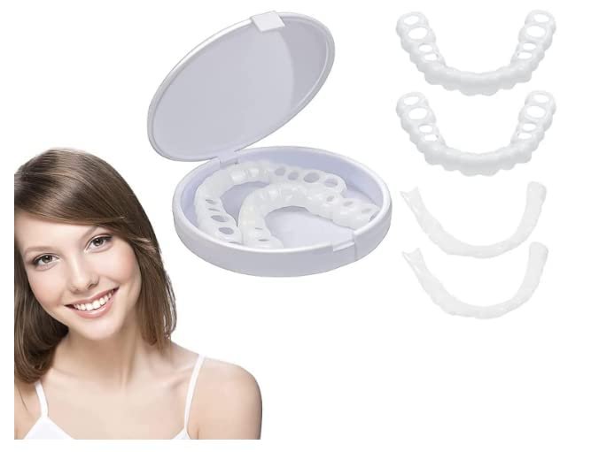 HERBALIX Top and bottom false teeth that snap on to create a confident smile are available in two pieces for men and women.