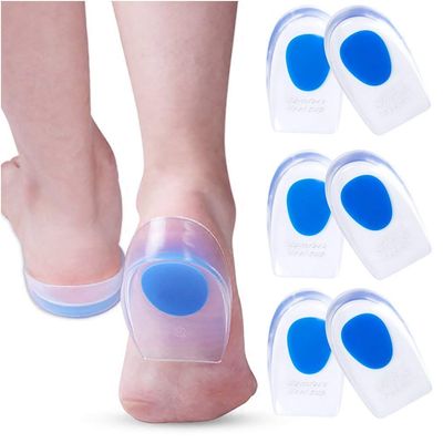4beauty Therapy 3 Pair Gel Heel Cups - Silicone Gel Heel Pads for Heel Pain, Bone Spur & Achilles Pain, Gel Heel Cushions and Cups, Pad & Shock Absorbing Support