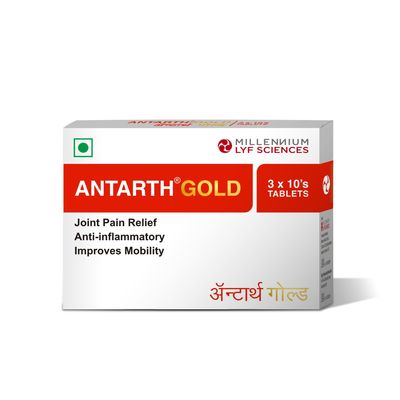 Antarth Gold Tablets | Ashwagandha, Guggul, Soonth |Joint Pain Tablets, Relief from Arthritis | Clinically Proven Ayurvedic Medicine | For Elderly, Active Adults |1500mg, MSM 1050mg |60 Tablets