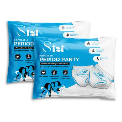 Disposable Period Panties for Sanitary Protection for Women, Day and Overnight Panties for Regular Flow Up to 12 Hours Protection, Sanitary Pads Pant Style (L, 7)