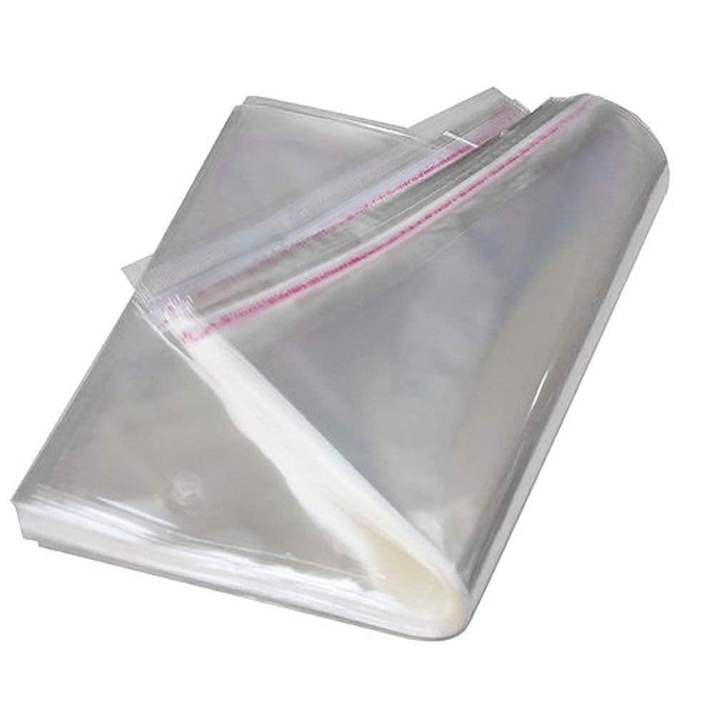 CHARVEE COLLECTIONS Transparent Polythene Clear Cover Sealable for Gifting Shirt Pant Storage Self Adhesive Bopp Pouches - 500Pc, 12x18 with 2 Inch Base t-shirt Packing Plastic Bag