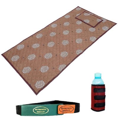 Magnowell Bio Magnetic Mattress Pad | 3 x 6 Ft | Comes with 1 Pillow | Water Bottle Cover/Bio Magnetic Water Energy Pad | Bio Magnettic Hand Bracelet Combo for Deep Sleep and Pain Relief | Beige