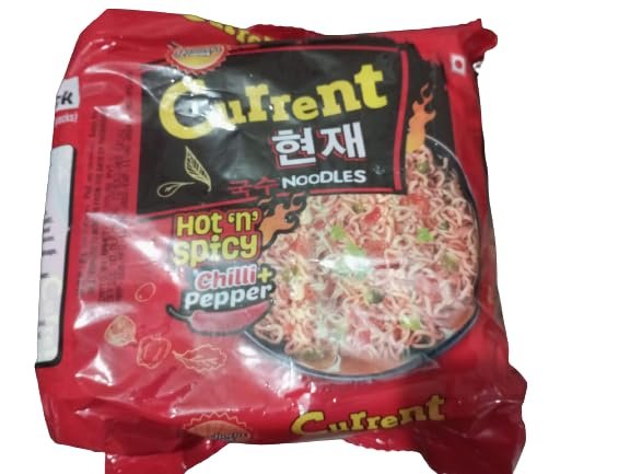 HRBS Current Hot 'n' Spicy Chilli+Pepper Non Veg Soup Noodles 500gms (3* 100gms) Nepali Tasty Instant Easy to Make Hot & Spicy Noodle_Package Include 5 Pieces Combo