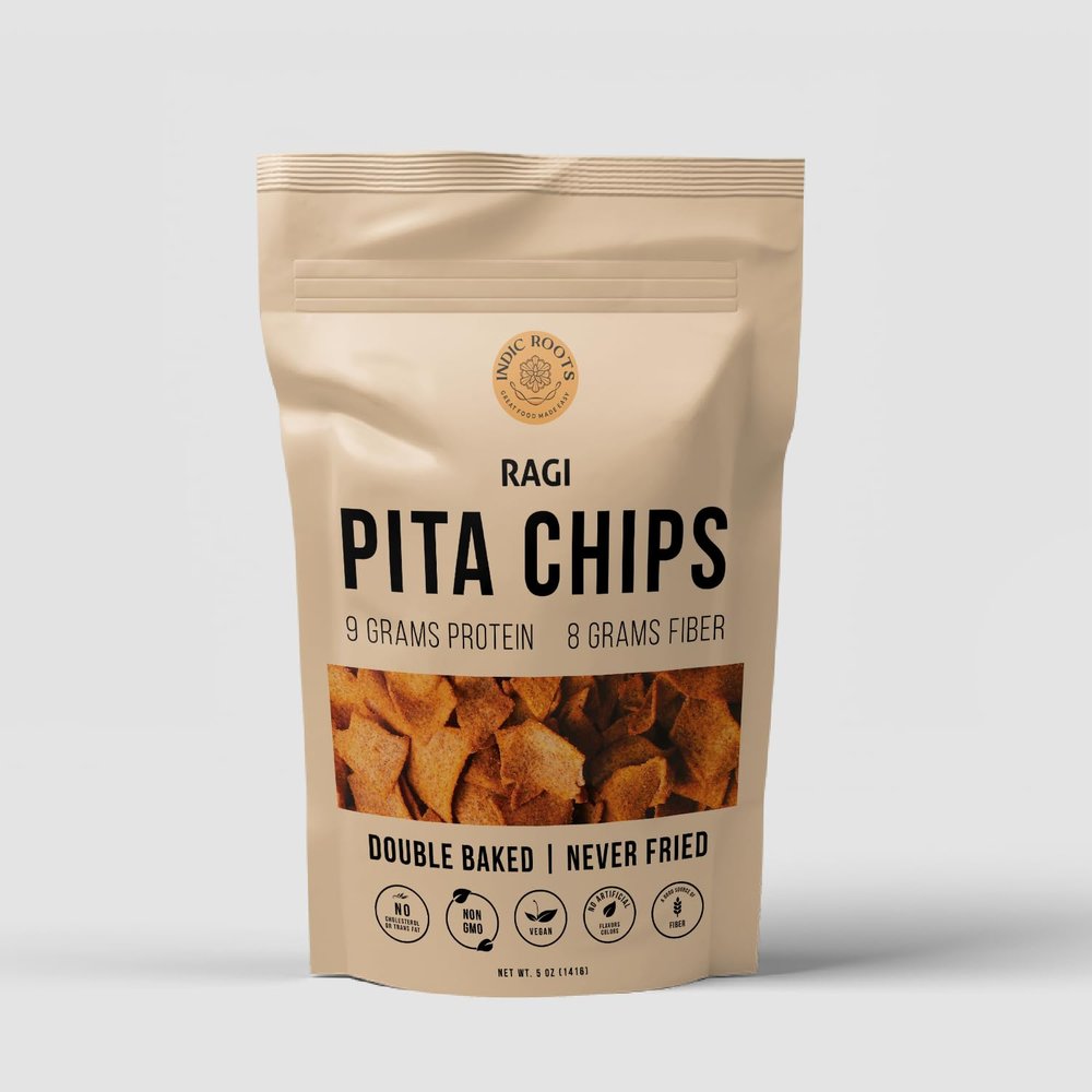 Indic Roots (Formerly Organic Roots) Pita Chips Ragi - Nutrient-Packed Goodness | 200 gms | Healthy & Crunchy Snack | Ready to Eat