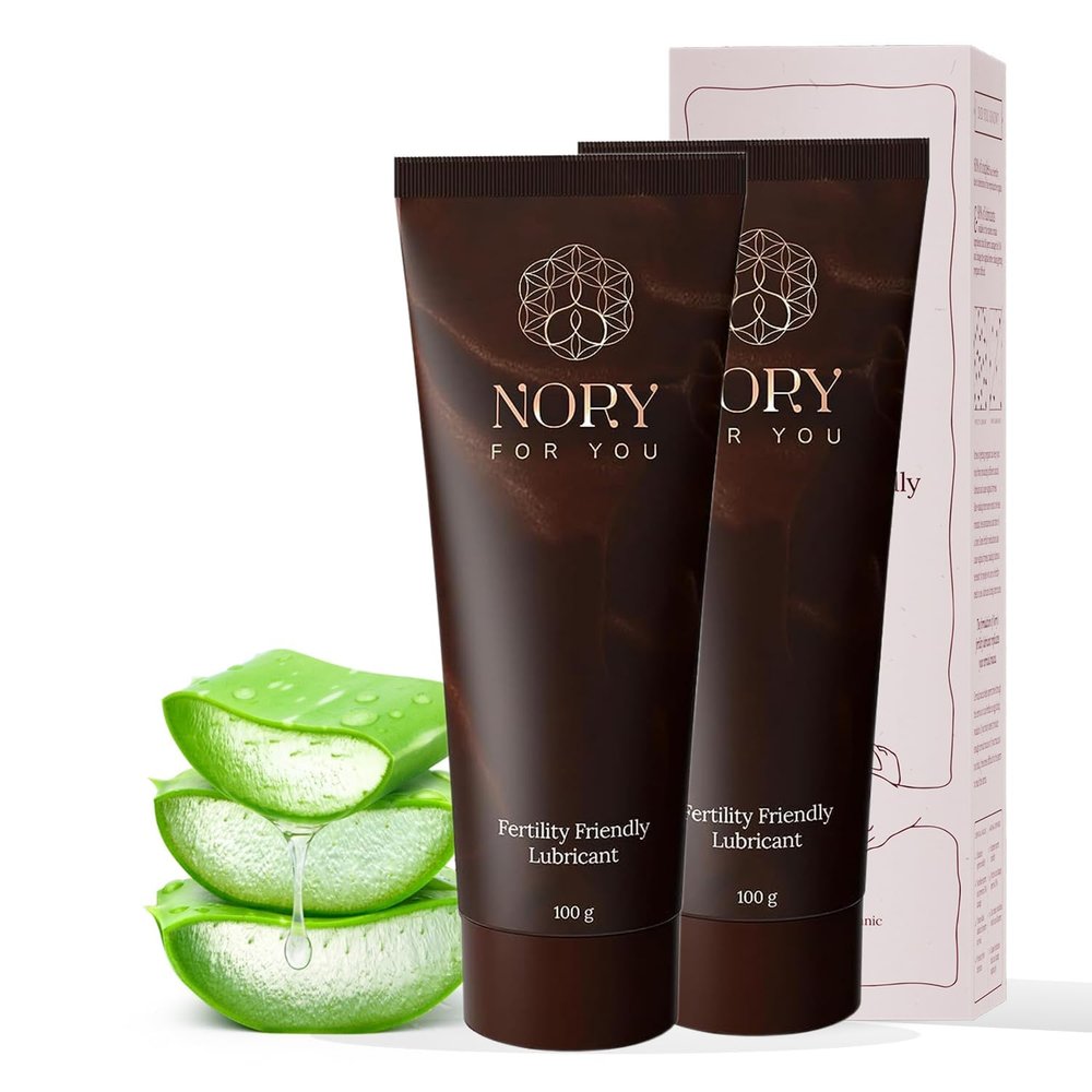 Nory India's First Fertility Friendly Personal Water Based Lube (100gm Each, Pack of 2) Organic, Non-Staining Aloe Vera Lubricant Gel for Privacy, Natural Luber for Men & Women