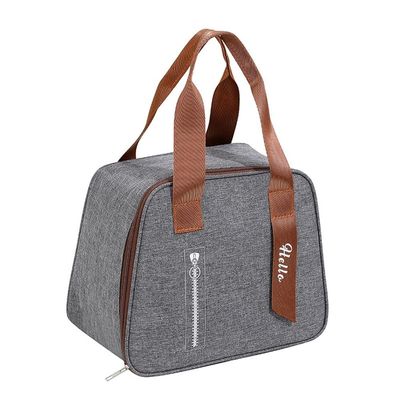 Luxula Waterproof Thermal Insulated Travel Lunch Storage Bag Leak-Proof Hot Cold Lunch Bag Reusable Tote Bag with Inner Aluminum Foil for School Picnic Office Outdoor (1 Pc) (Side Open- Grey)