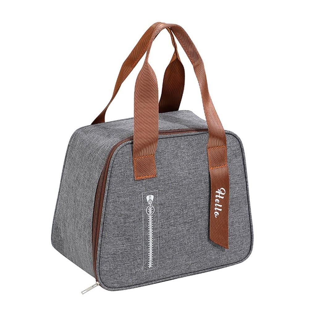 Luxula Waterproof Thermal Insulated Travel Lunch Storage Bag Leak-Proof Hot Cold Lunch Bag Reusable Tote Bag with Inner Aluminum Foil for School Picnic Office Outdoor (1 Pc) (Side Open- Grey)