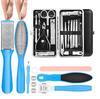 LANELLIE Pedicure Kits - Callus Remover for Feet, 23 in 1 Professional Manicure Set Pedicure Tools Stainless Steel Foot Care, Foot File Foot Rasp Dead Skin for Women Men Home Foot Spa Kit, Blue view 1