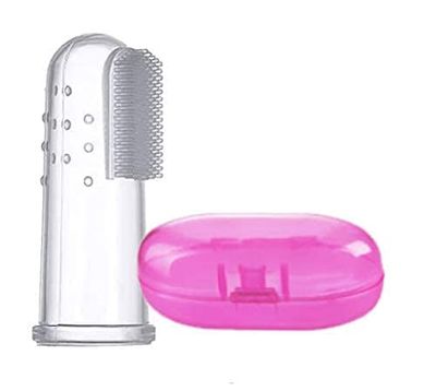 Aabhir Traders Fancy Cool Finger Brush For New Born Cutie Baby Transparent Silicone Finger Brush Tongue Cleaner for Baby Teething