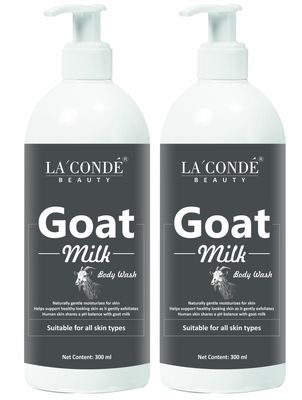 La'Conde Goat Milk Body Wash for Skin Whitening (300ML, Pack of 2) | goat milk Mousse body wash for a Luxurious Spa Experience and whitening Shower Gel Moisturizing Body Care