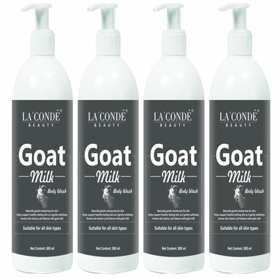 La'Conde Goat Milk Body Wash for Skin Whitening (300ML, Pack of 4) | goat milk Mousse body wash for a Luxurious Spa Experience and whitening Shower Gel Moisturizing Body Care