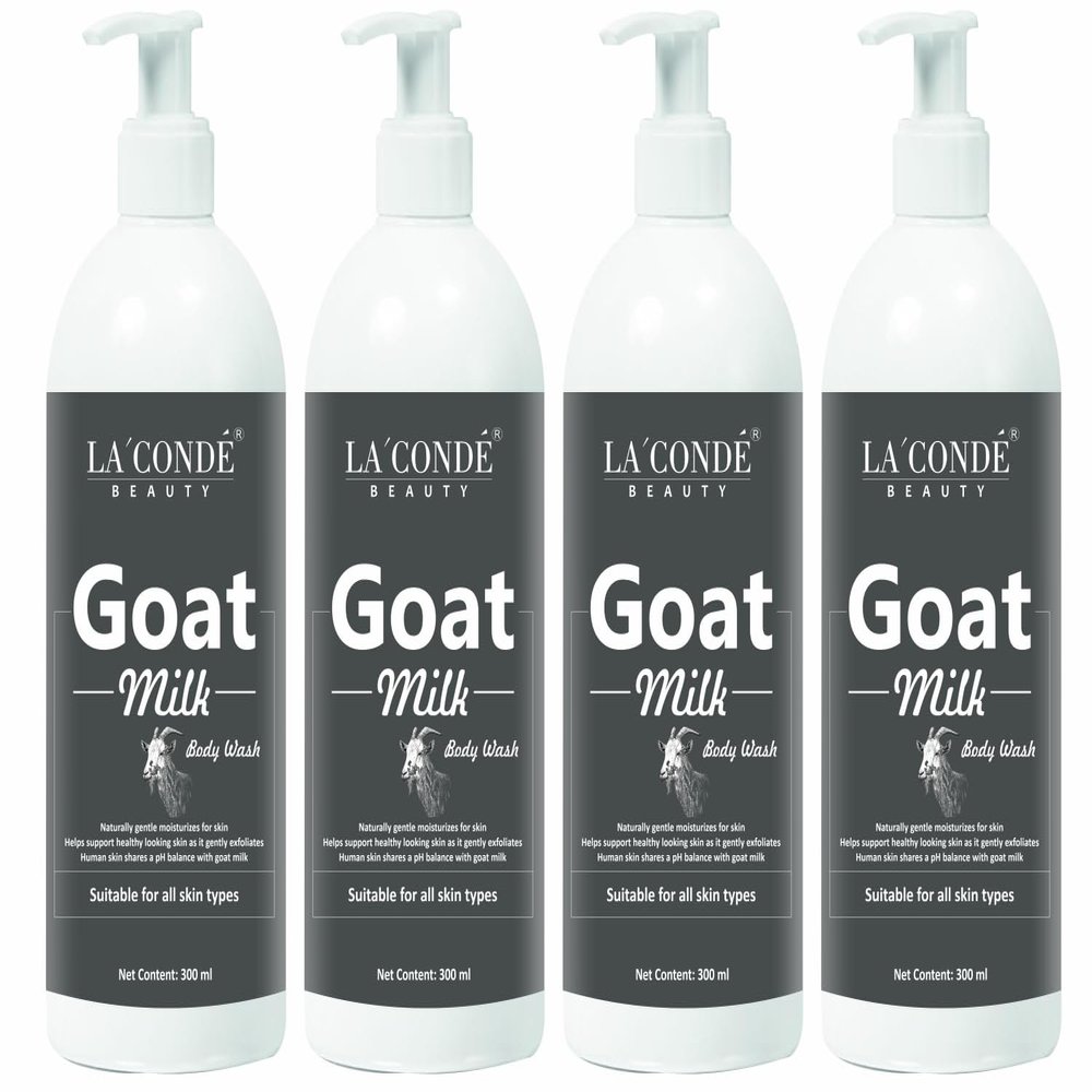 La'Conde Goat Milk Body Wash for Skin Whitening (300ML, Pack of 4) | goat milk Mousse body wash for a Luxurious Spa Experience and whitening Shower Gel Moisturizing Body Care