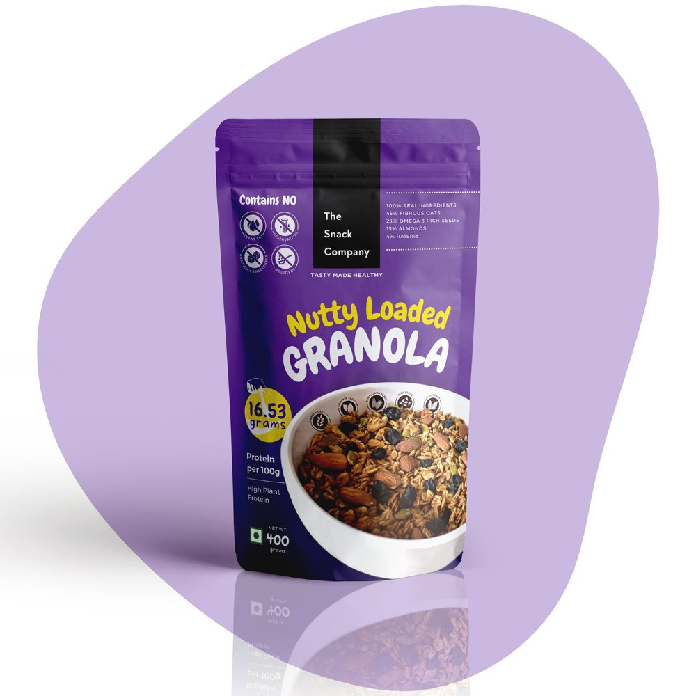 The Snack Company Nutty Loaded Granola| 45% Oats | 42% Nuts, Seeds & Fruits | Healthy Breakfast Cereal 400 grams