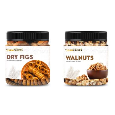 FARMCRAVES Premium Dry Fruits Combo Pack (1000g) | Whole Anjeer/Fig (500g) + Walnut (500g) | Healthy Dry Fruit Snack Combo