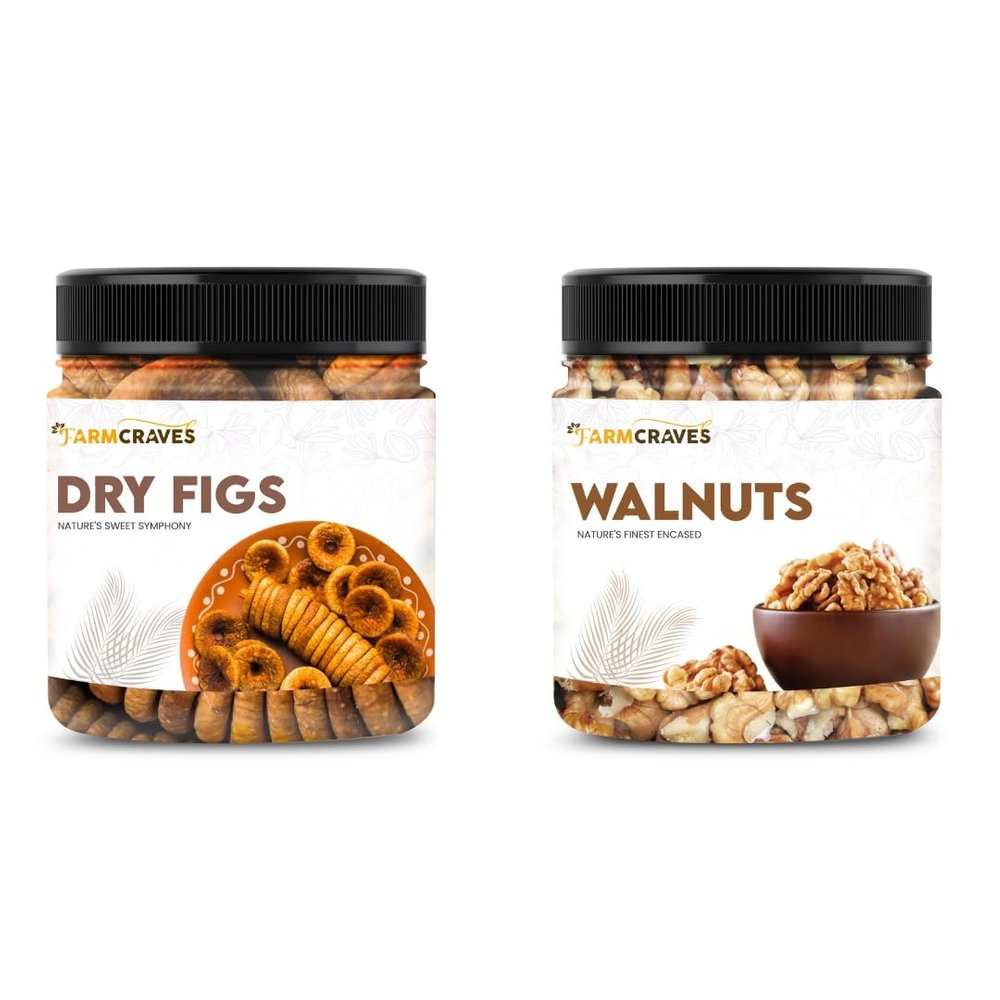 FARMCRAVES Premium Dry Fruits Combo Pack (1000g) | Whole Anjeer/Fig (500g) + Walnut (500g) | Healthy Dry Fruit Snack Combo