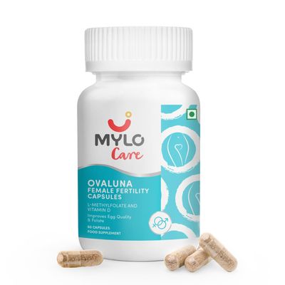 Mylo Ovaluna Female Fertility Supplement - 60 Veg Capsules| Shatavari and CoQ10 | Supports Egg Quality | Natural Conception | Hormonal Balance