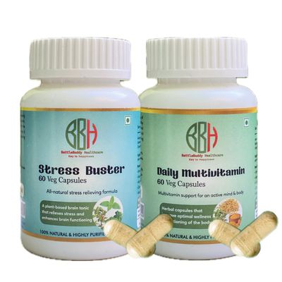 BattleBuddy Healthcare Pack of Stress Buster and Daily Multivitamin Capsules