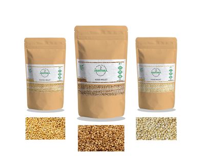 Aranyaka Millets Grain 500g Unpolished Combo Pack of 3 [Kodo, Foxtail & Proso Millet]| Natural Farm Produce, Gluten free, High Protein & Fibre Rich| Low GI -Diabetic Friendly (1.50 Kg in Total)
