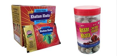MEERA'S KHATTAM KHATTA SLICE AAMPAPAD + HERBAL ANARDANA GOLI COMBO MARKETED BY : GAURI SHANKAR KHATRI & SONS