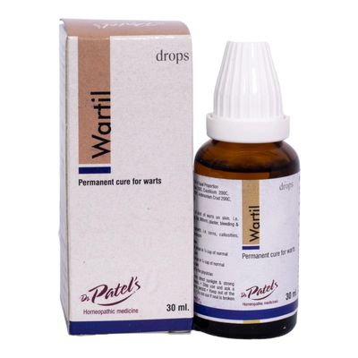DR PATELS HOMEOPATHIC MEDICINES 2Pcs Wartil Drops Helps To Remove Warts On Skin| Removal Of All Types Of Warts, Corns, Callosities, And Contagious Molescum- 30Ml