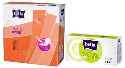 Bella Tampons Super Easy Twist 16 Pcs & Bella Panty Soft Classic Panty Liner Pack of 60 Pcs COMBO