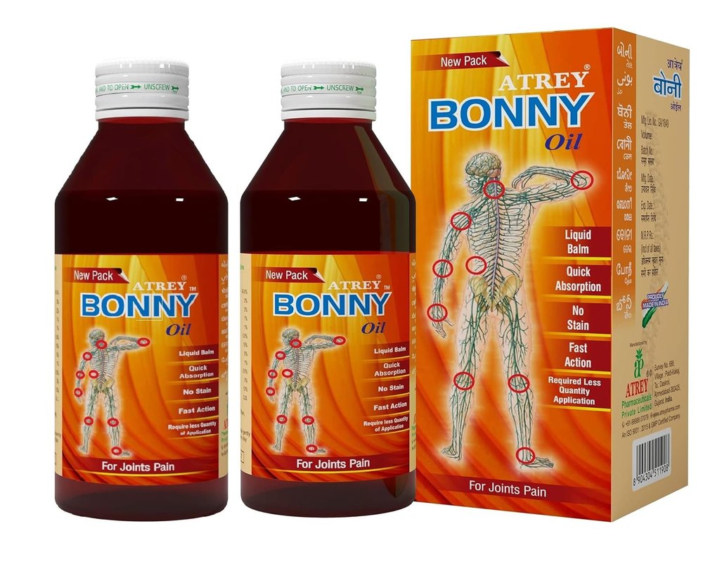 Atrey Ayurveda Bonny Oil for Fast Long Lasting Pain Relief Liquid Pain Relief Oil Use for Refresh Massage While Pain in Joints Foot Arm Knee Body Muscle Natural Oil use as Antipain (Pack of 2)