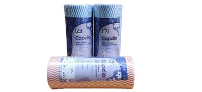 Capella Non-Woven Multipurpose Kitchen Tissue/Towel Paper Wipe Roll Washable & Reuseable- (80 Pulls Per Roll) (Multicolour) (Pack of 3)