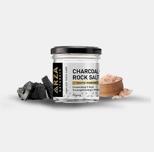 Arza Naturals Charcoal Rock Salt Tooth Powder with Rock Salt & Charcoal Powder for Gum Strengthening  12g