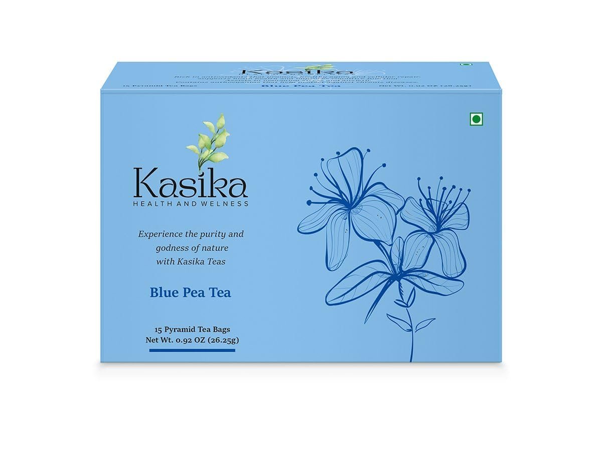 Kasika's Blue Pea Tea With Vibrant Color | Natural Fresh & Herbal Tea | Caffeine Free and No additives or artificial flavors, (15 Tea bags) 26.25 gm