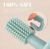 Aplam Chaplam Silicone Training Toothbrush with Soft Bristles, Gum Massager & Anti-Choking Shield| BPA Free Easy Grip Toothbrush for Babies/Kids/Toddlers (Multicolor2) view 2