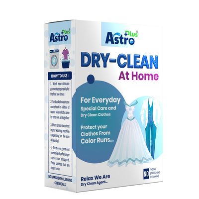 ASTRO PLUS + Dry Clean At-Home Liquid Sheets|Ultimate Protection For Silk Saree and Chiffon,Cotton,Georgette,Linen,and Woolen|Pack of 1 Sheet|Gentle Wash For Delicate Fabrics with a Refreshing Scent