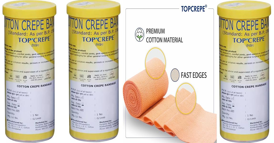 Cotton Top Crepe Bandage (Width 15 cm x 4 m Stretch Length) - PACK OF 3