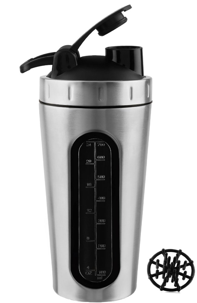 BURRDOFF [VISIBLE WINDOW Protein Shaker Bottle, Gym Shaker Steel Shaker Bottle Gym Shaker Bottle shaker bottles for protein shake gym protein shaker bottle (Silver)