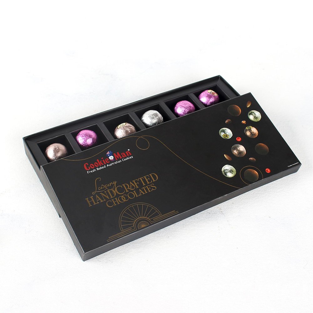 CookieMan Luxury Center Filled Truffle Chocolates Gift Pack | 12 Pcs Assorted Chocolate Box | Perfect for Gifting | Chocolates comes in Strawberry, Hazelnut, English Toffee, 140g