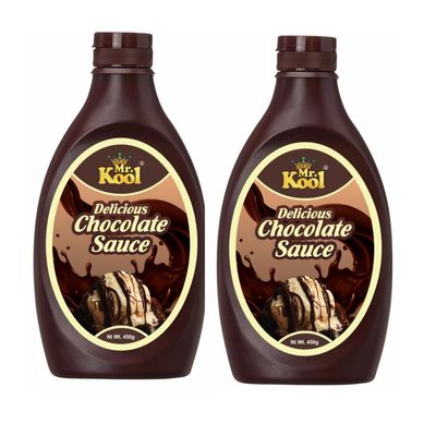 Mr. Kool Chocolate Syrup 450g - Rich Chocolate Flavour for Milkshakes, Pancakes, Waffles & Ice Cream Topping - Pack of 2 | Perfect for Desserts & Beverages