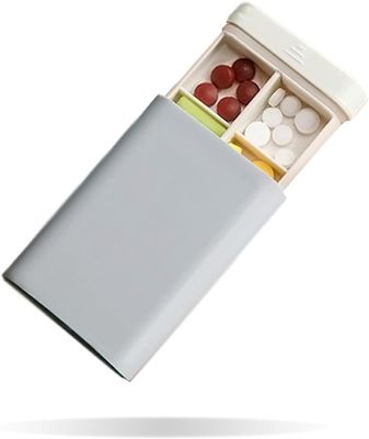 Cannagenix Pill Organiser Pill Storage Box Travel Medicine Boxes with 6 Compartments for Travel, Pocket, Purse, Daily Pill Case, Portable Medicine Vitamin Holder Container (Grey)