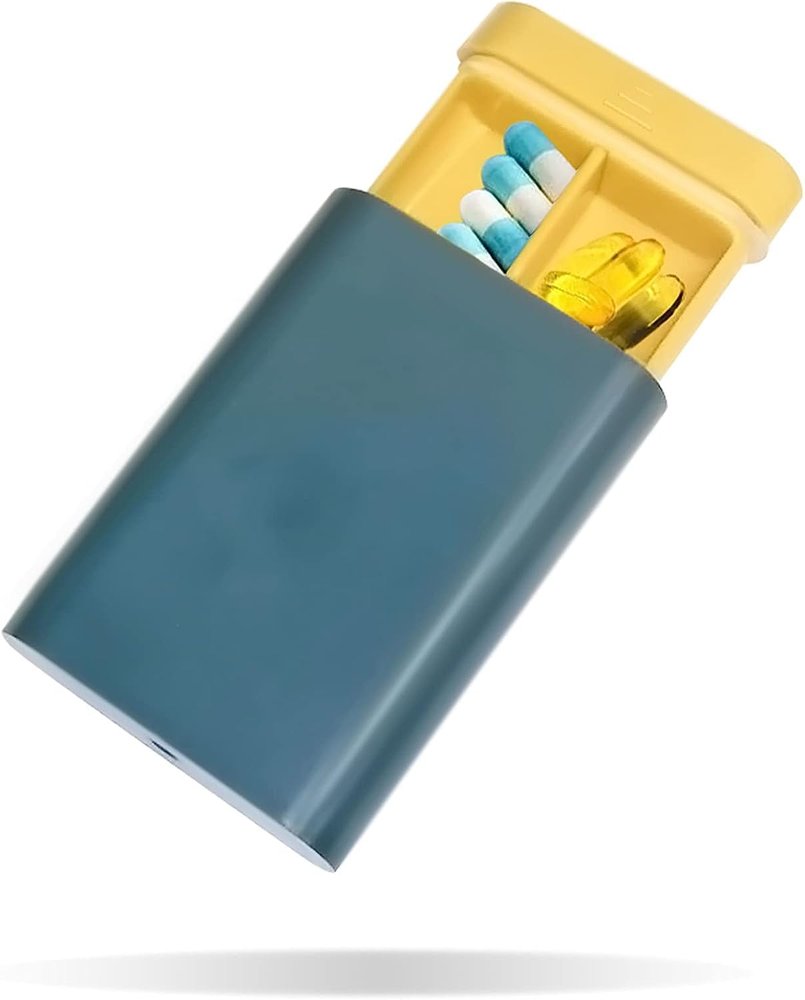 Cannagenix Pill Organiser Pill Storage Box Travel Medicine Boxes with 6 Compartments for Travel, Pocket, Purse, Daily Pill Case, Portable Medicine Vitamin Holder Container (Blue)