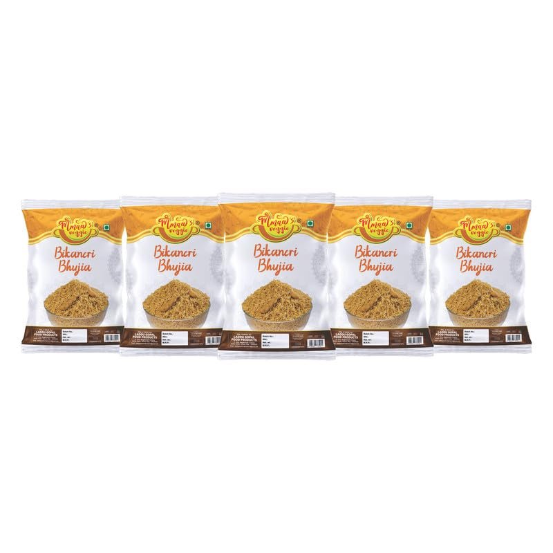 Mmaa's Veggie Authentic Bikaneri Bhujia Low Fat bikaneri bhujia sev Namkeen with Dew beans,gram flour and indian Spices||All time favourite indian snacks/Namkeen||Ready to eat Namken-1Kg*5Pack