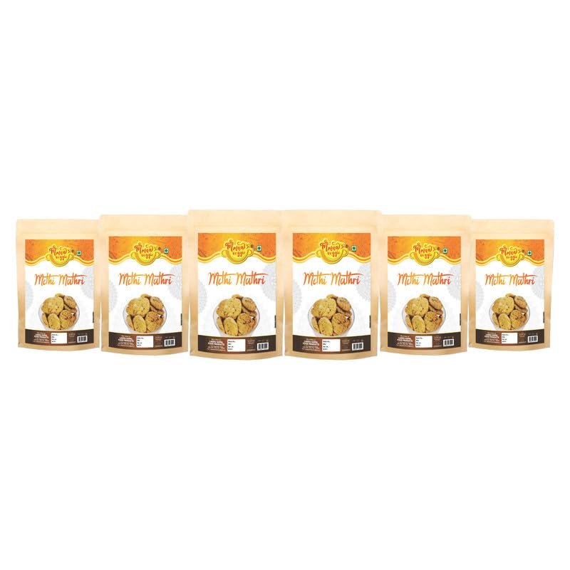 Mmaa's Veggie Authentic Healthy Methi Matthi | Mathri | Nimki | Evening Tea Time Snacks | Healthy | Crispy | Namkeen | Ready to eat | Occasion | Snacks | Festival | Preservatives Free-1Kg*6Pack