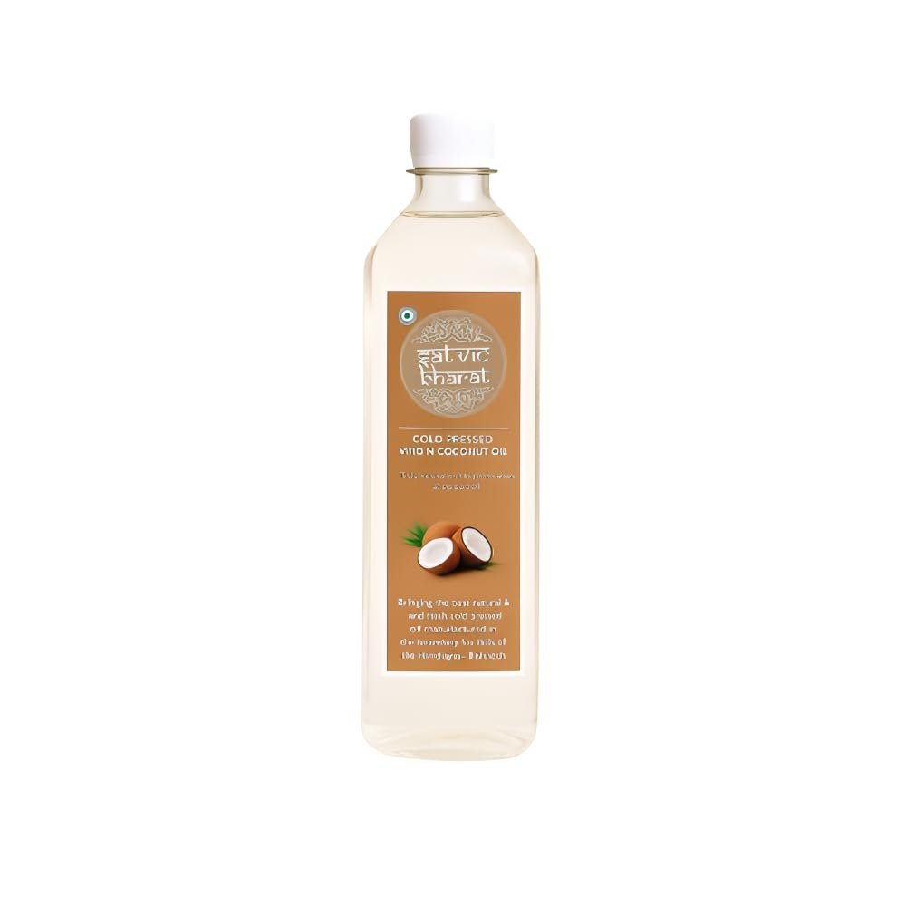 Extra Virgin Coconut Oil Satvic Cold Pressed | Unrefined & Unfiltered | No Additives Added | Product Range Of Satvic From Rishikesh (1 Ltr)