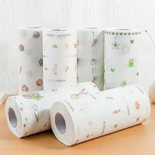 Jay Non Woven Reusable and Washable Kitchen Printed Tissue Roll Non-stick Oil Absorbing Paper Roll Kitchen Special Paper Towel Wipe Paper Dish Cloth Cleaning Cloth (1)