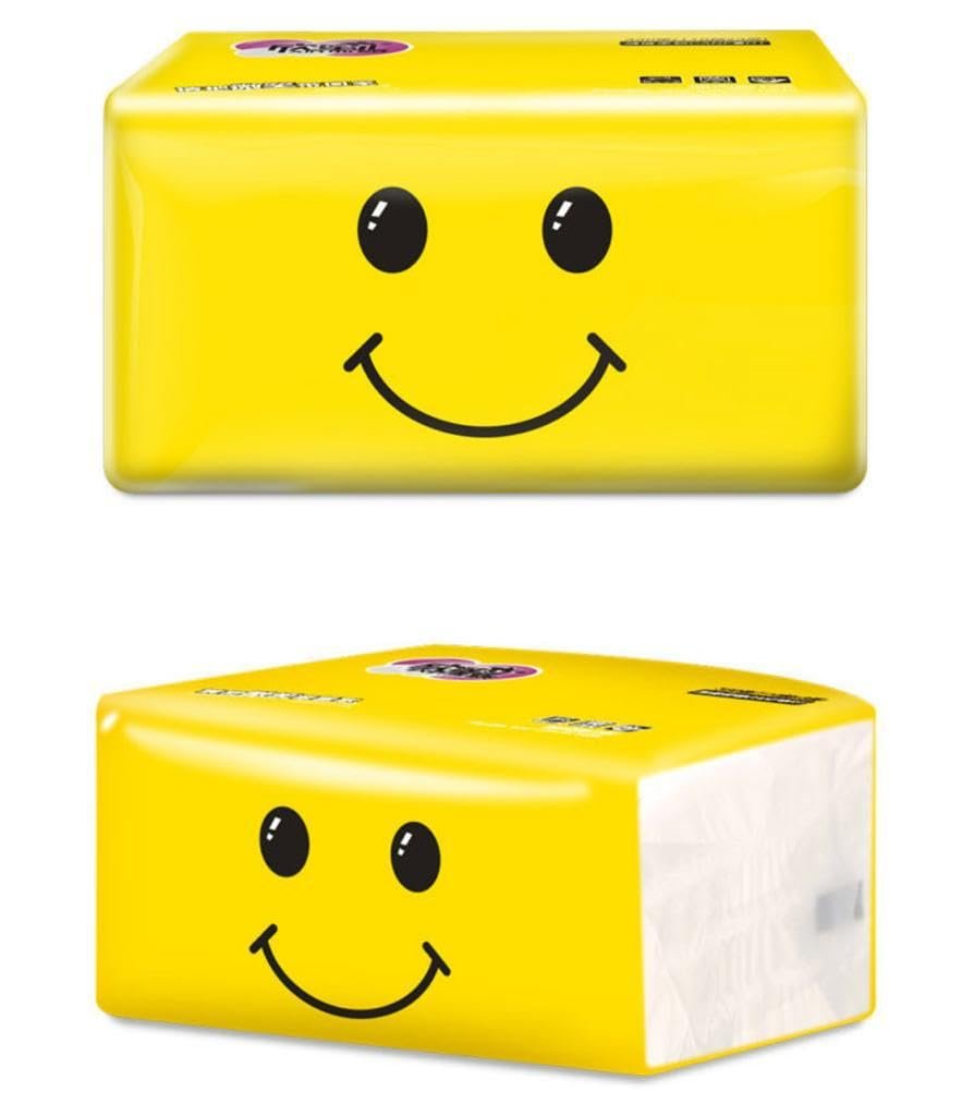 DCELLA Facial Tissue Soft, Tissue Paper Napkins | Table Top | Plain (Pack of 2, Yellow), 4 Ply 600 Tissue in 2 Boxes