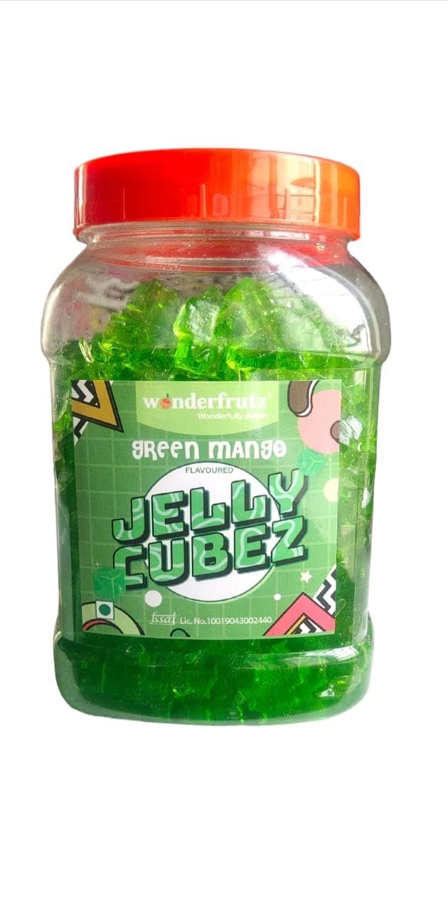 Wonderfrutz Fruit Flavoured Jelly Cubes 1 KG | Ideal for Kids | Perfect Topping for Ice Creams, Cakes | Top up for Juice & Shakes& Cocktails Pack Of 1 (Green Mango)