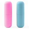 XML Toothbrush Case Cover Holder Portable Toothbrush Storage Box Container Plastic Toothbrush Holder Capsule Shape Travel Bathroom Organizer Accessories Set(Pink-Blue) (Pack of- 2) view 1