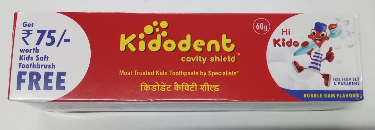 Kidodent Gel for Kids With Free Brush - 60gm, PackOf5