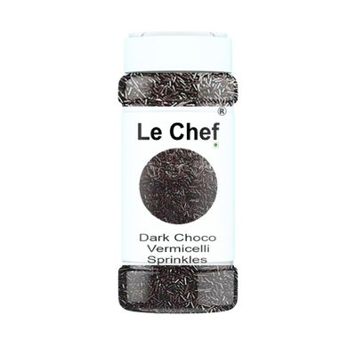 Le Chef Dark Chocolate Vermicelli Sprinkles100 Gm Edible Cake Decorating Items | Sprinkle For Cake, Cupcake, Cookies, Brownies | Cake Topper Decor