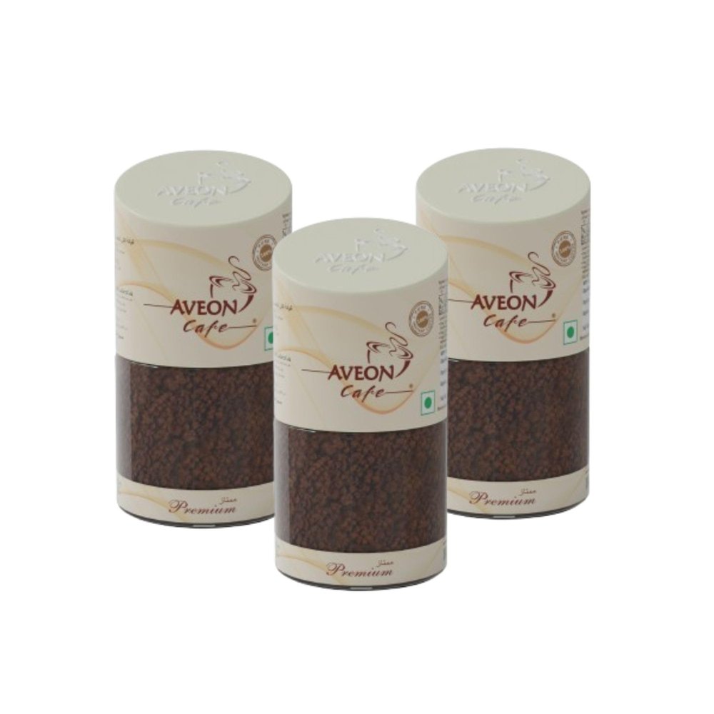 Aveon Cafe Premium Instant Coffee 3 x 50g | Rich Aroma & Smooth Flavor | Agglomerated Blend with Arabica & Robusta | 100% Pure Coffee (Pack of 3)