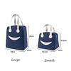 Keetly Insulated Canvas Smiley Lunch Bags with Aluminum Lining | Lunch Bag for School Office Travel Tiffin Thermal Food Cooler Bags Picnic for Kids Men Women | Leakproof Hot Cold (Navy Blue) view 2