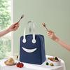 Keetly Insulated Canvas Smiley Lunch Bags with Aluminum Lining | Lunch Bag for School Office Travel Tiffin Thermal Food Cooler Bags Picnic for Kids Men Women | Leakproof Hot Cold (Navy Blue) view 3